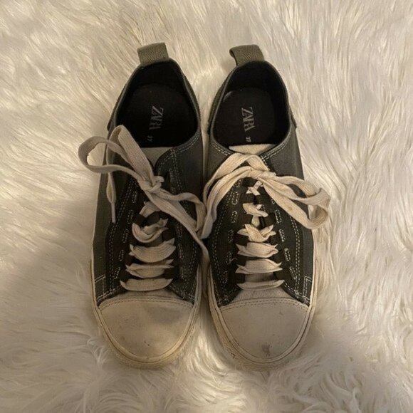 Zara Kids Sneakers 37 Laces Green - Picture 1 of 7